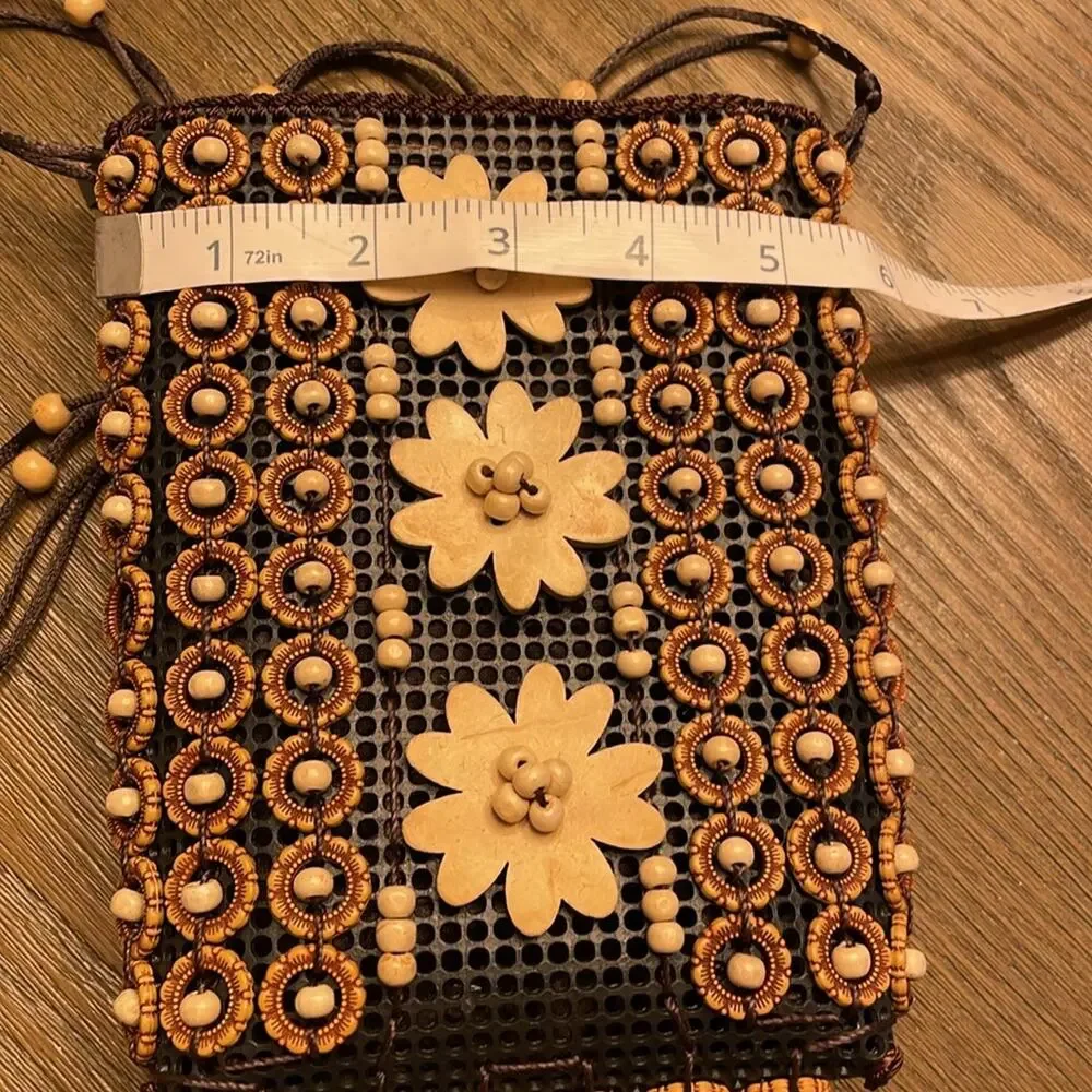 Handmade wooden bead satchel